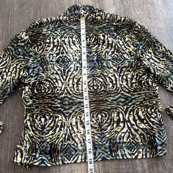 ALBERTO MAKALI Animal Print Eyelet Open Front Draped Cardigan Women Size Small - Picture 11 of 12